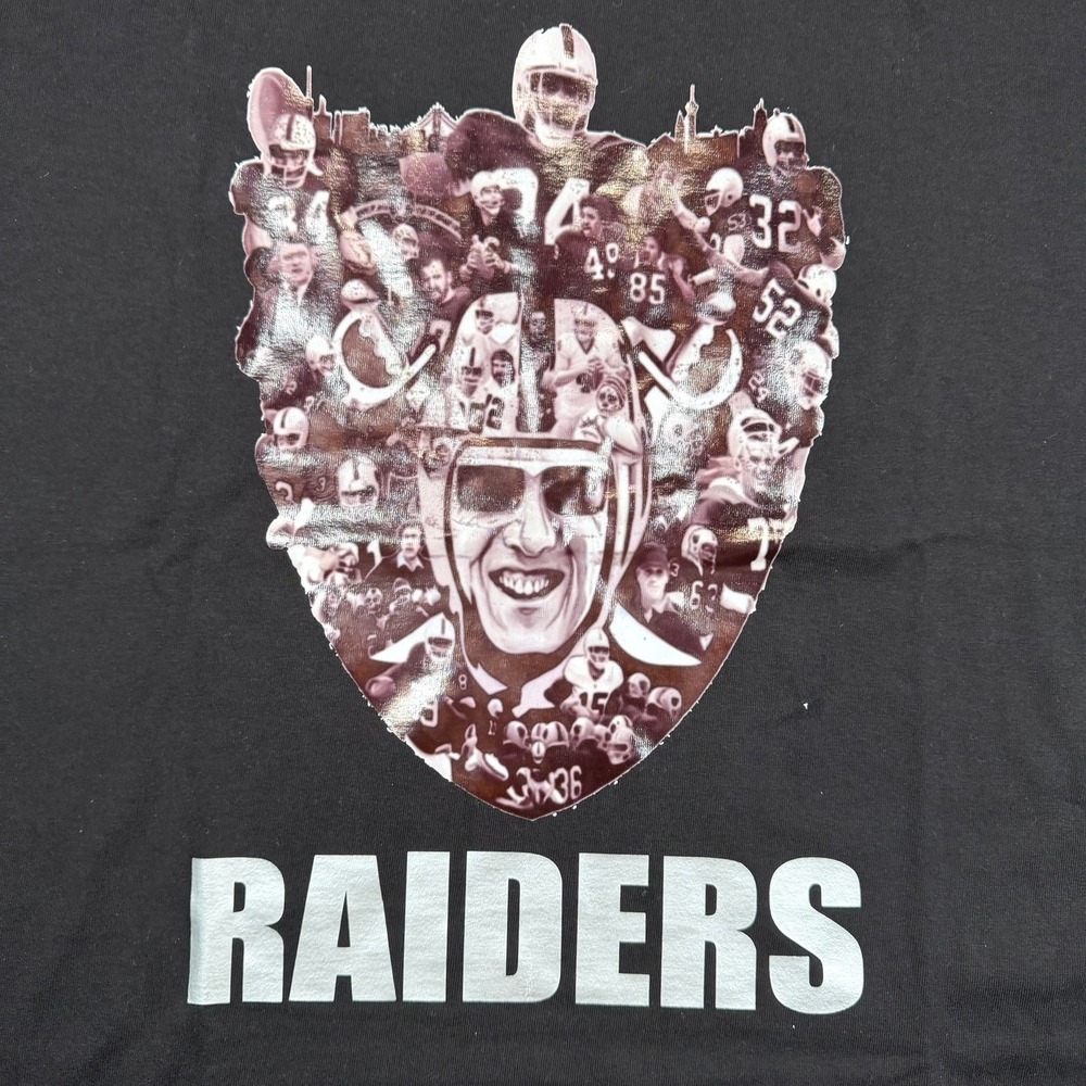 Pro Club Raiders Mens Large Black Graphic Shield T-Shirt Streetwear Fanwear